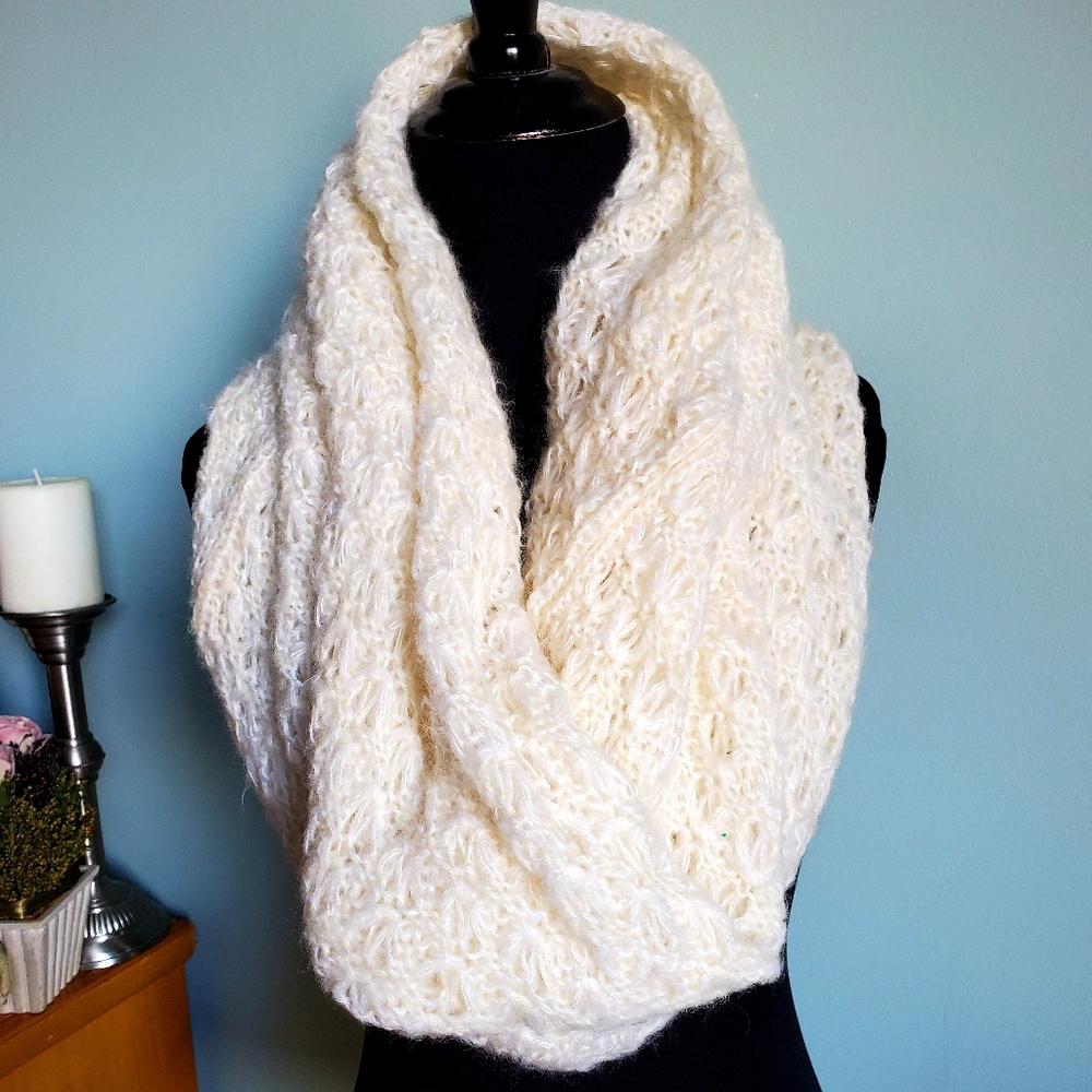 Moon Shadow Cream Knit Infinity Scarf